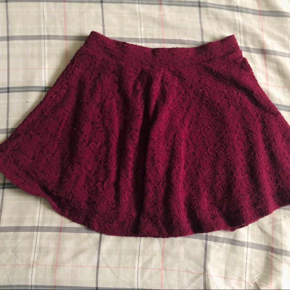 Burgundy Skater Skirt